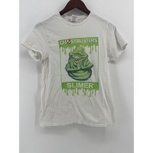 Ghostbusters Slimer Graphic T-Shirt White Delta Soft Mens Small 2019 Movie Tee‎